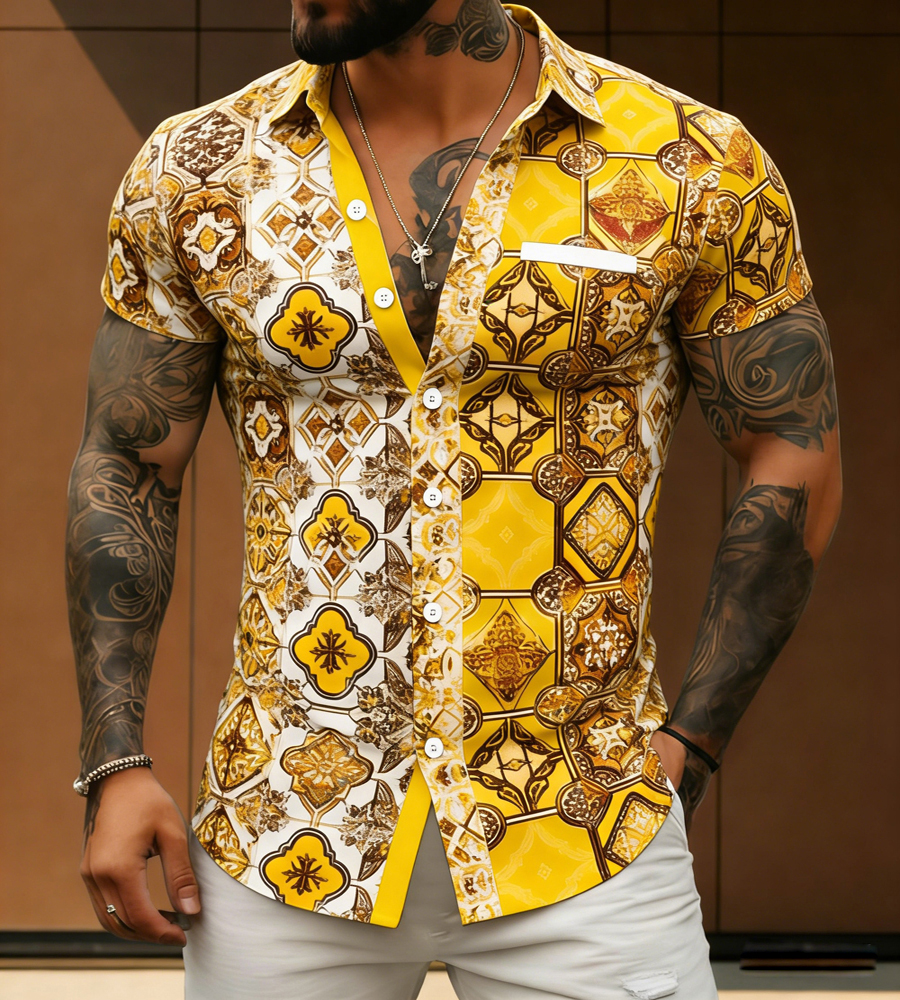 Ethnic Fashion Definition - 2026 Men's Retro Ethnic Style Short-Sleeve