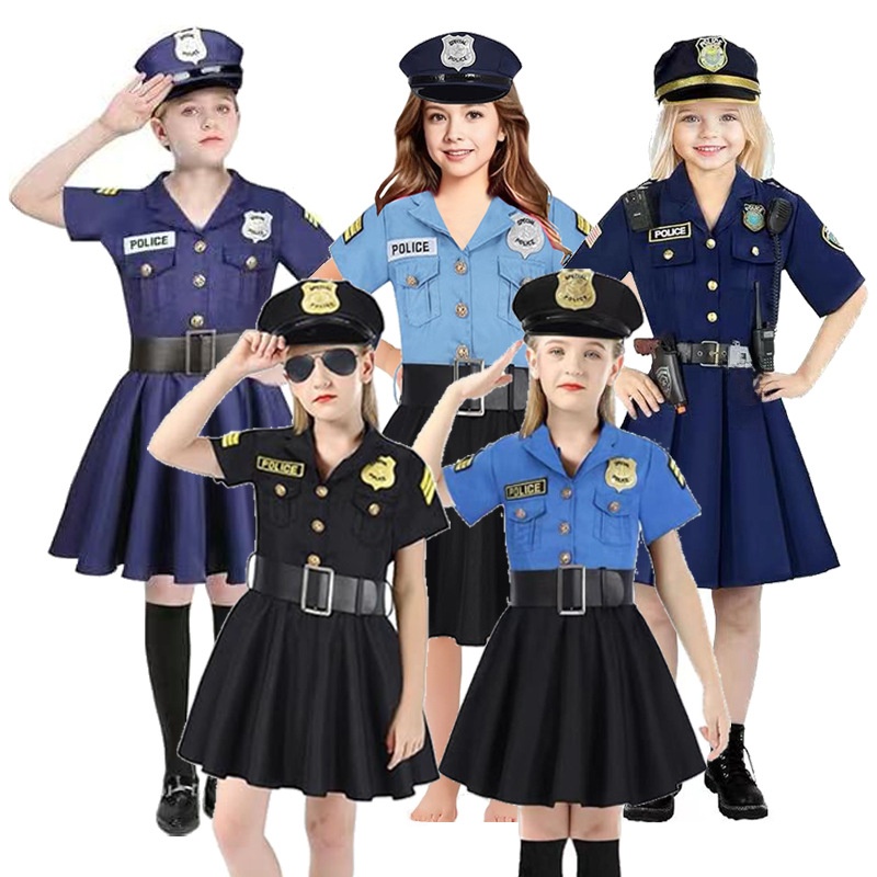 Ethnic Fashion Wear - Halloween Children's Police Suit Girls' One-Piece