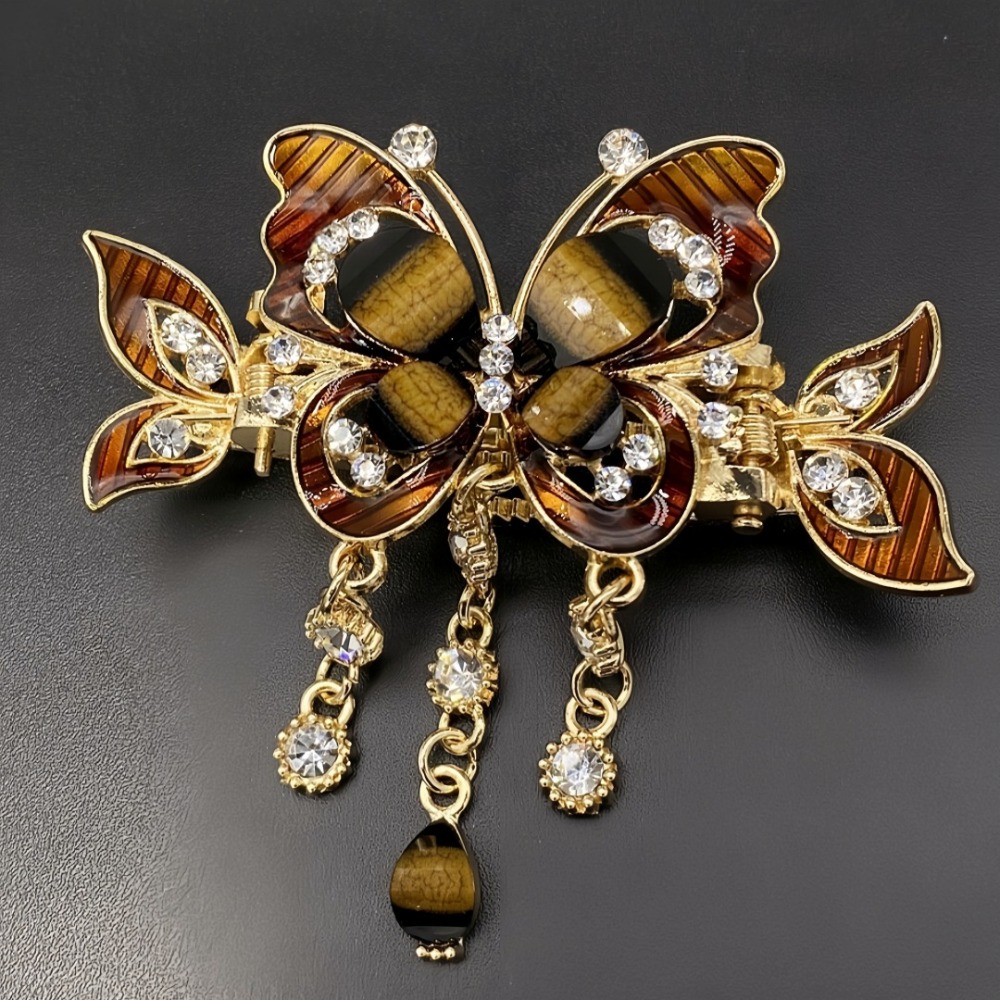 Ethnic Fashion Designers - Elegant Design Rhinestone Butterfly Hairpin Tassel