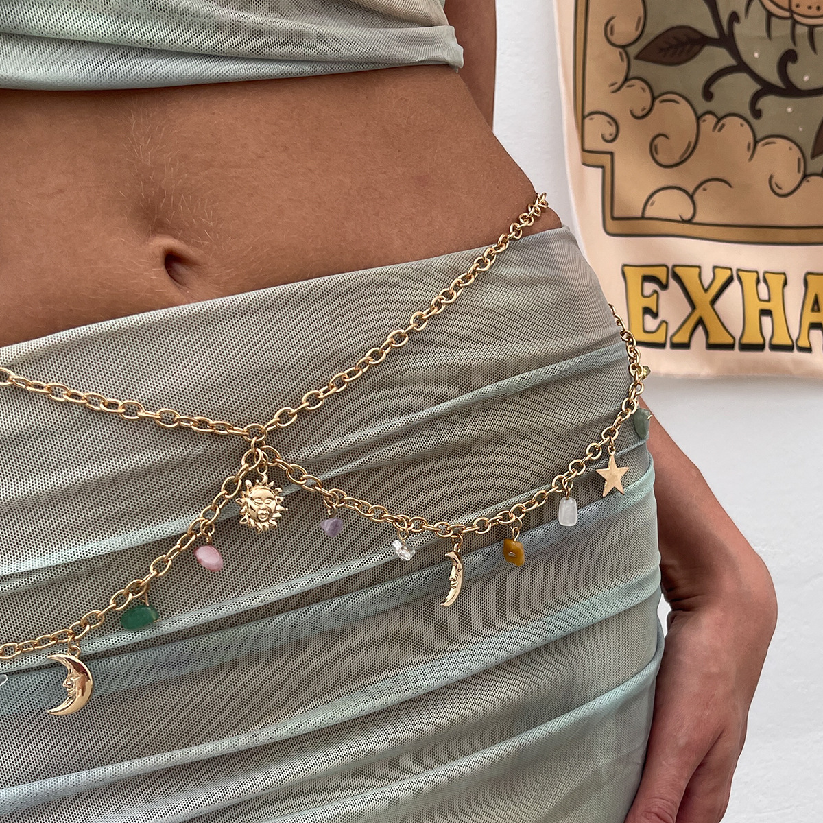 Ethnic Fashion Wear - Boho Star Moon Sun Pendant Waist