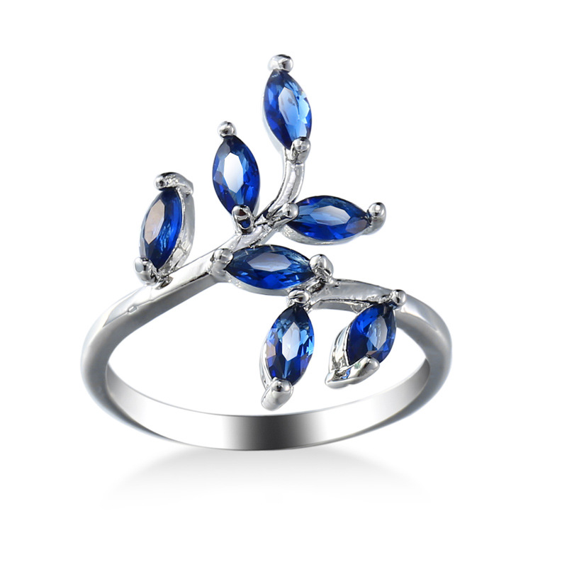Ethnic Fashion Designers - Pretty Blue Leaves Design Rings With