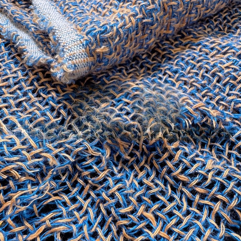 Ethnic Fashion Designers - Pure Linen Plaid Yarn Dyed Net