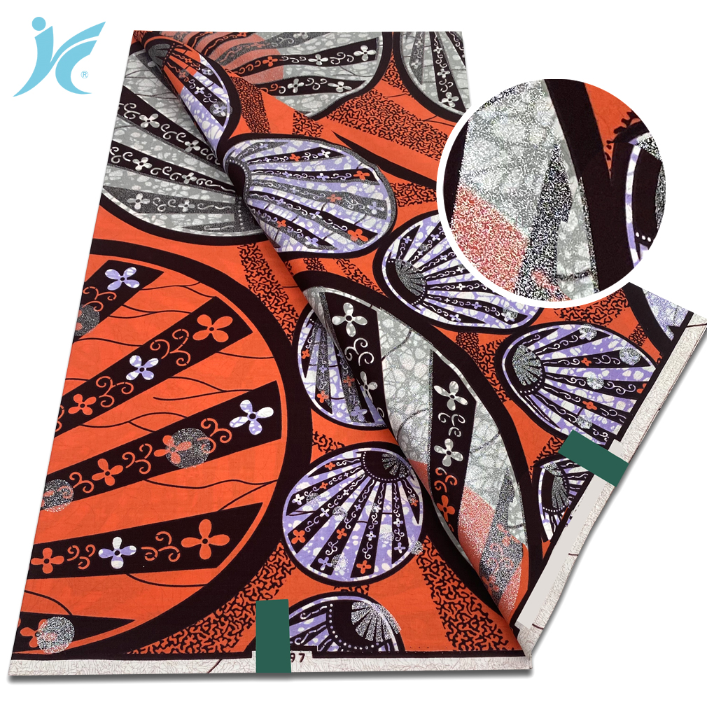 African Ankara Print - Soft New Glitter Golden Super Africa