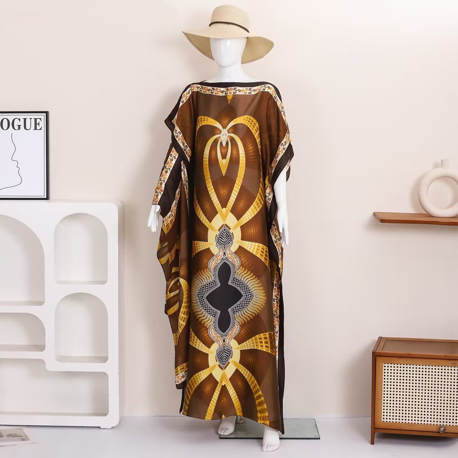 Ethnic Fashion Wear - 1 retro ethnic geometric printed satin