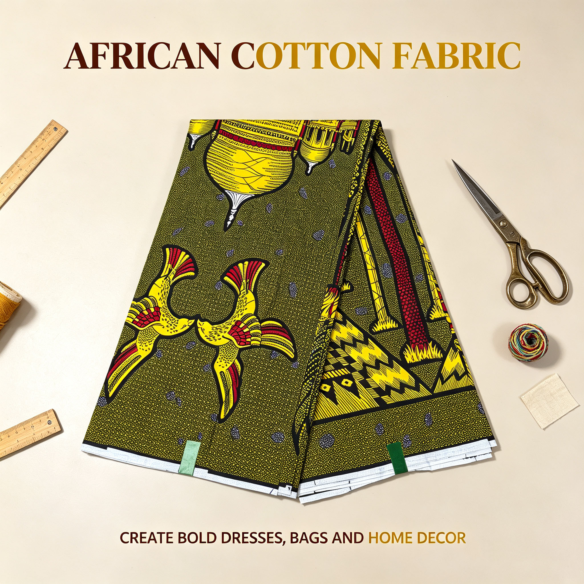 African Ankara Print - African Ankara Wax Print Fabric Golden