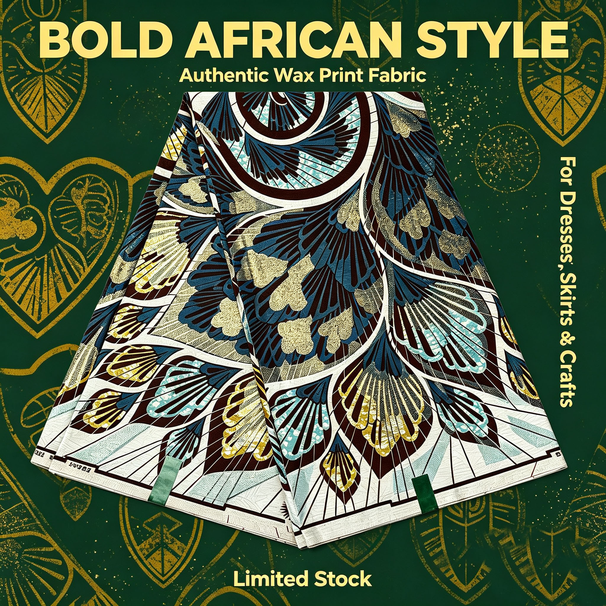 African Ankara Print - African Peacock Glitter Ankara Wax Print