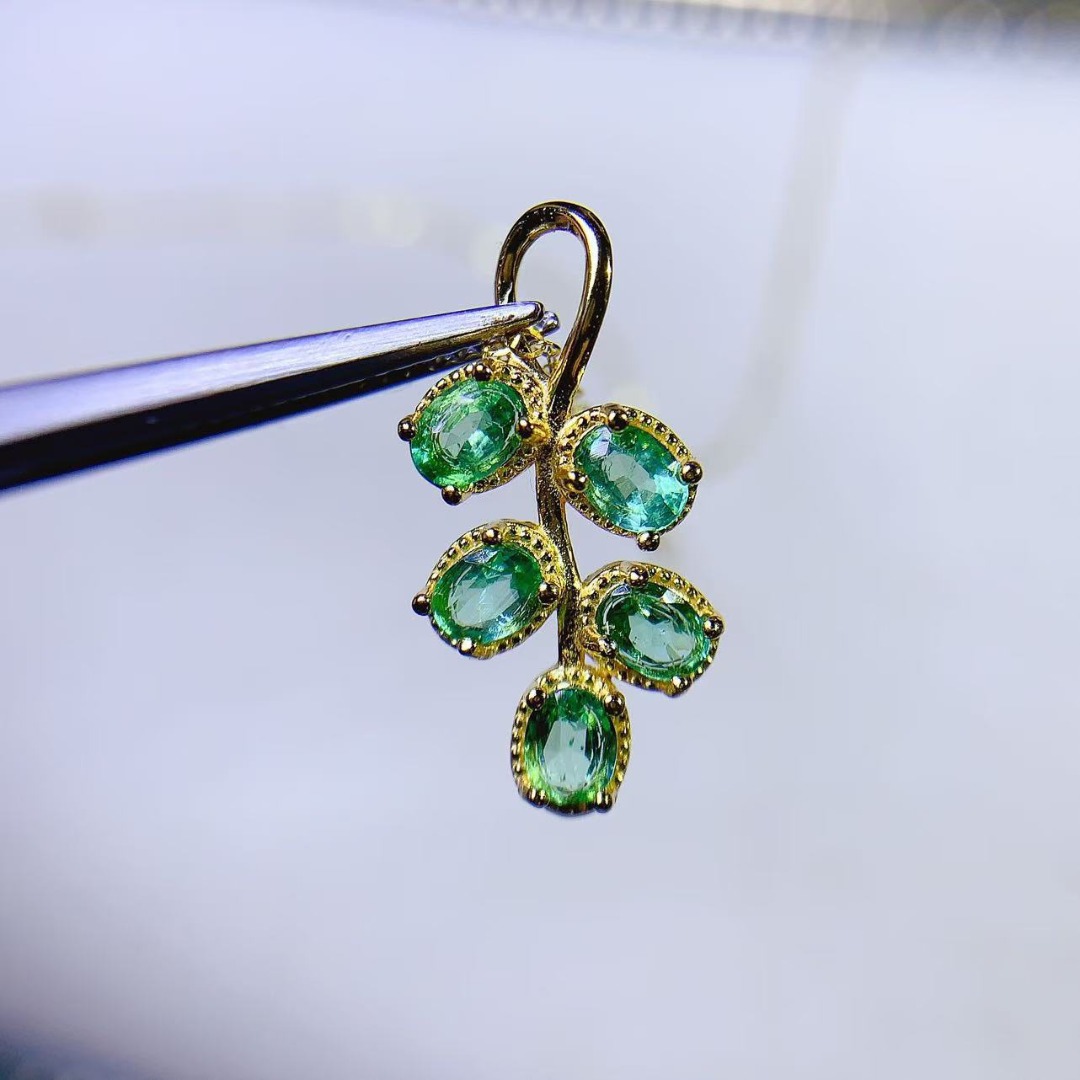 Ethnic Fashion Designers - Opulent Genuine Emerald S925 Silver Pendant
