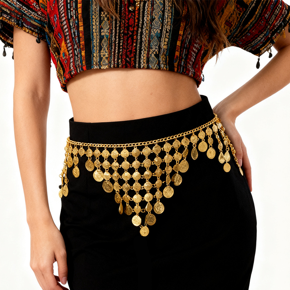 Ethnic Fashion Wear - Trendy Luxury Gold Coin Pendant Waist