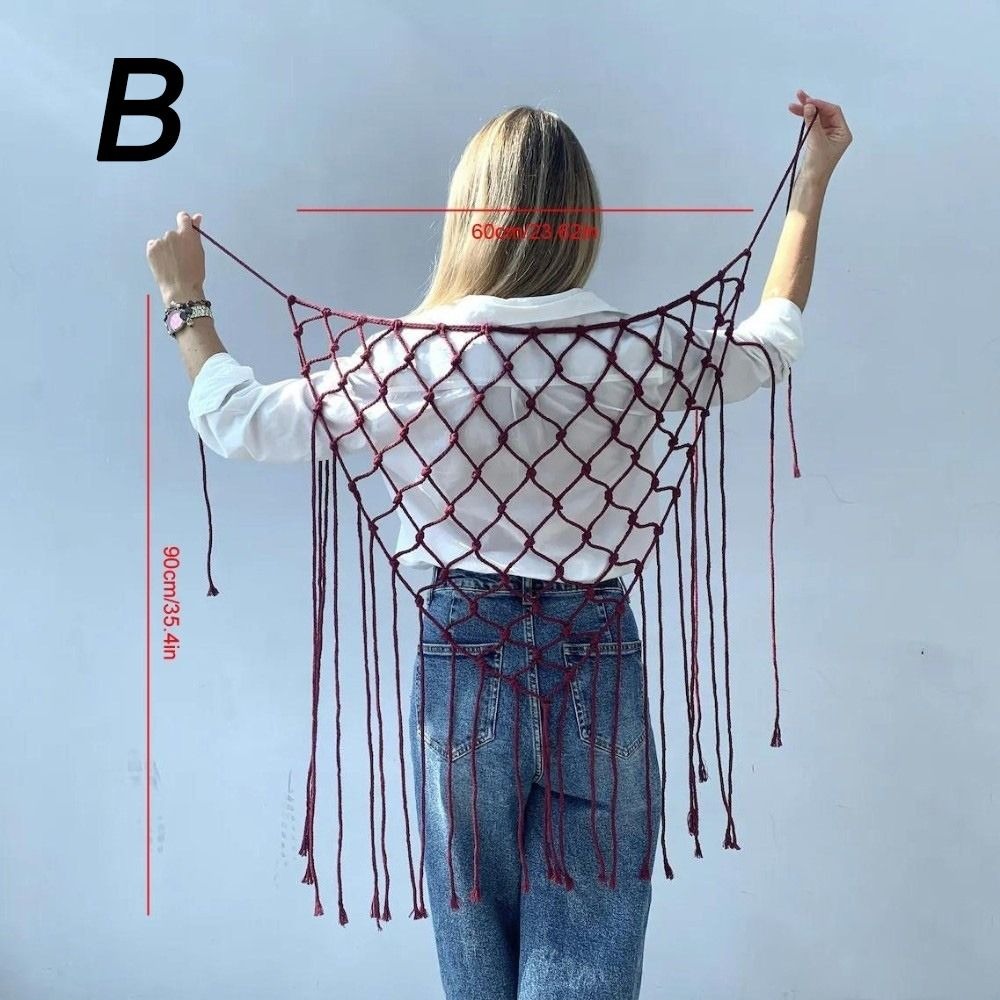 Ethnic Fashion Designers - Bohemian Netted Fringe Scarf Shawl Decorative