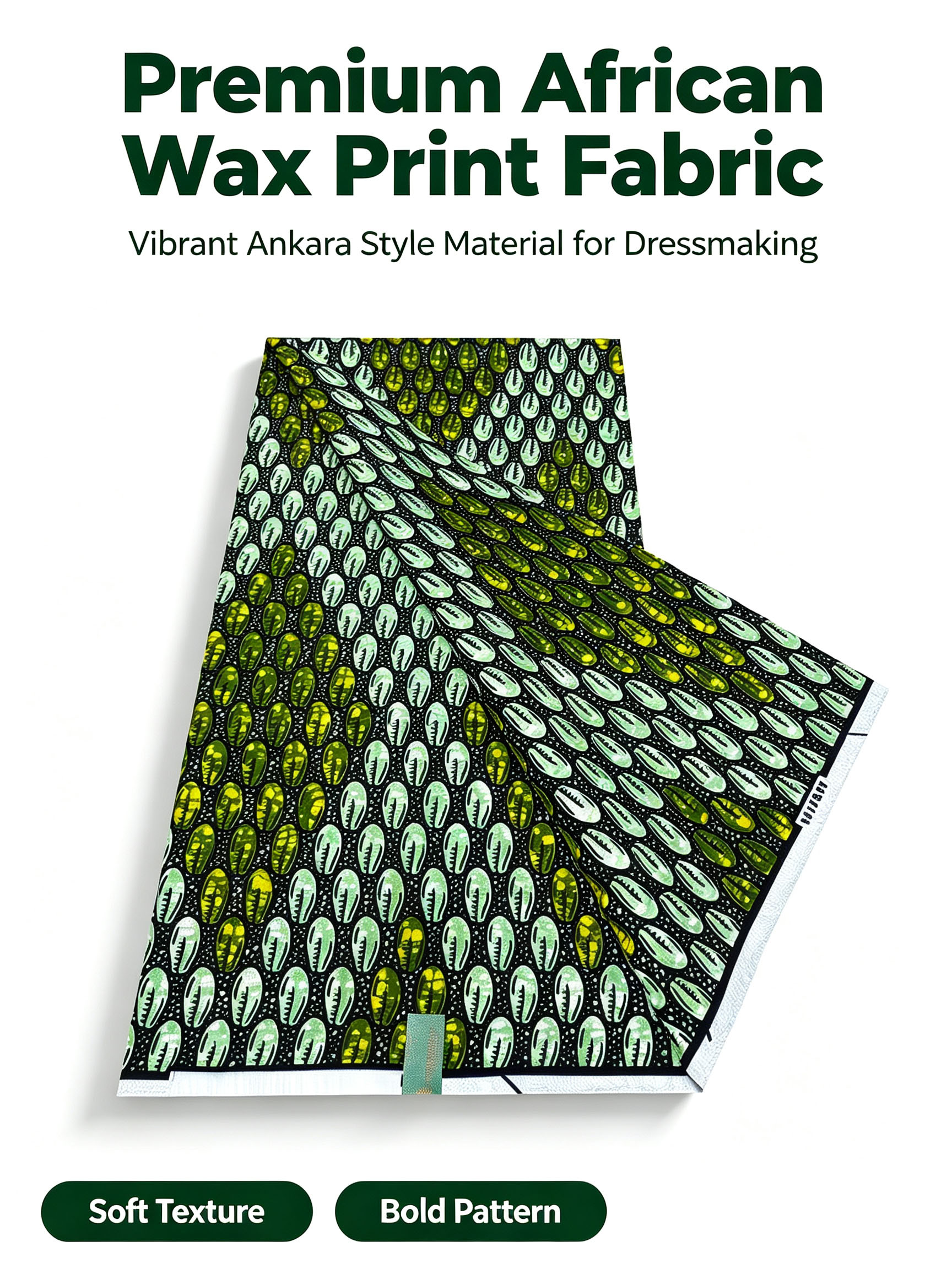 African Ankara Print - New Green Leaf African Real Wax