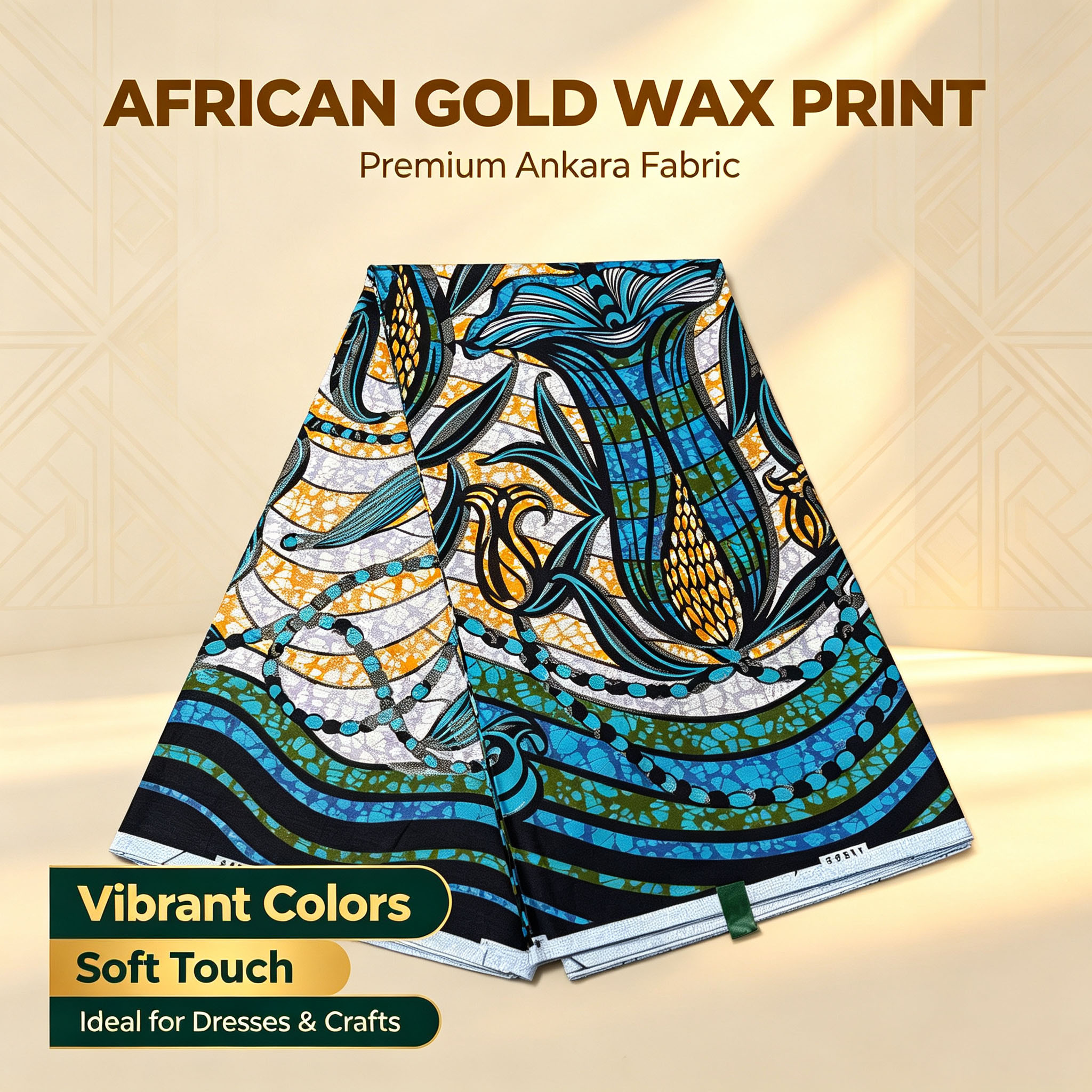 African Ankara Print - African Real Wax Print Fabric 6Yards