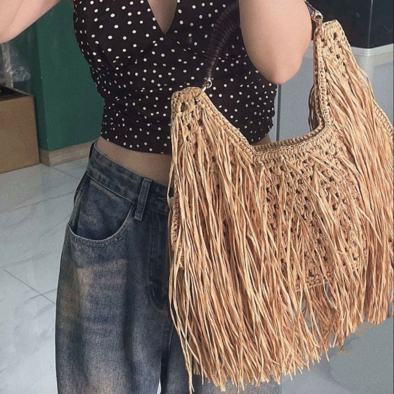 Bohemian Tassel Straw Handbag  - Ethnic Fashion Designers 评论和价格