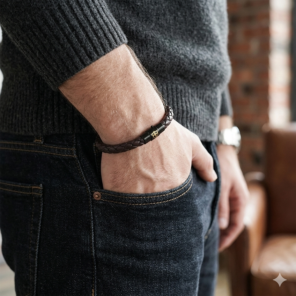 Minimalist Mens Braided Leathe - Ethnic Fashion Logo 评论和价格