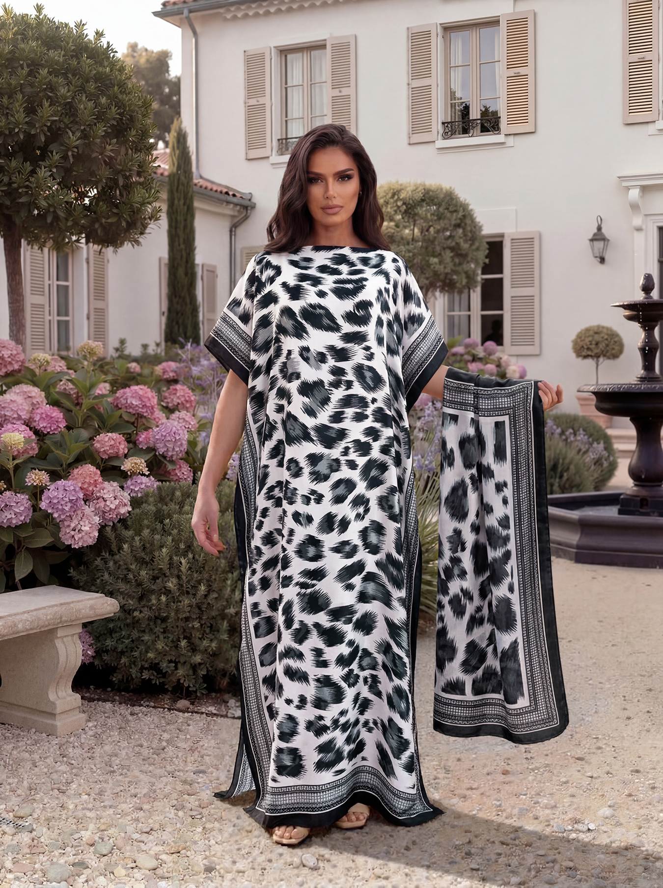 Leopard Print Ethnic Border Sa - Ethnic Fashion Wear 评论和价格