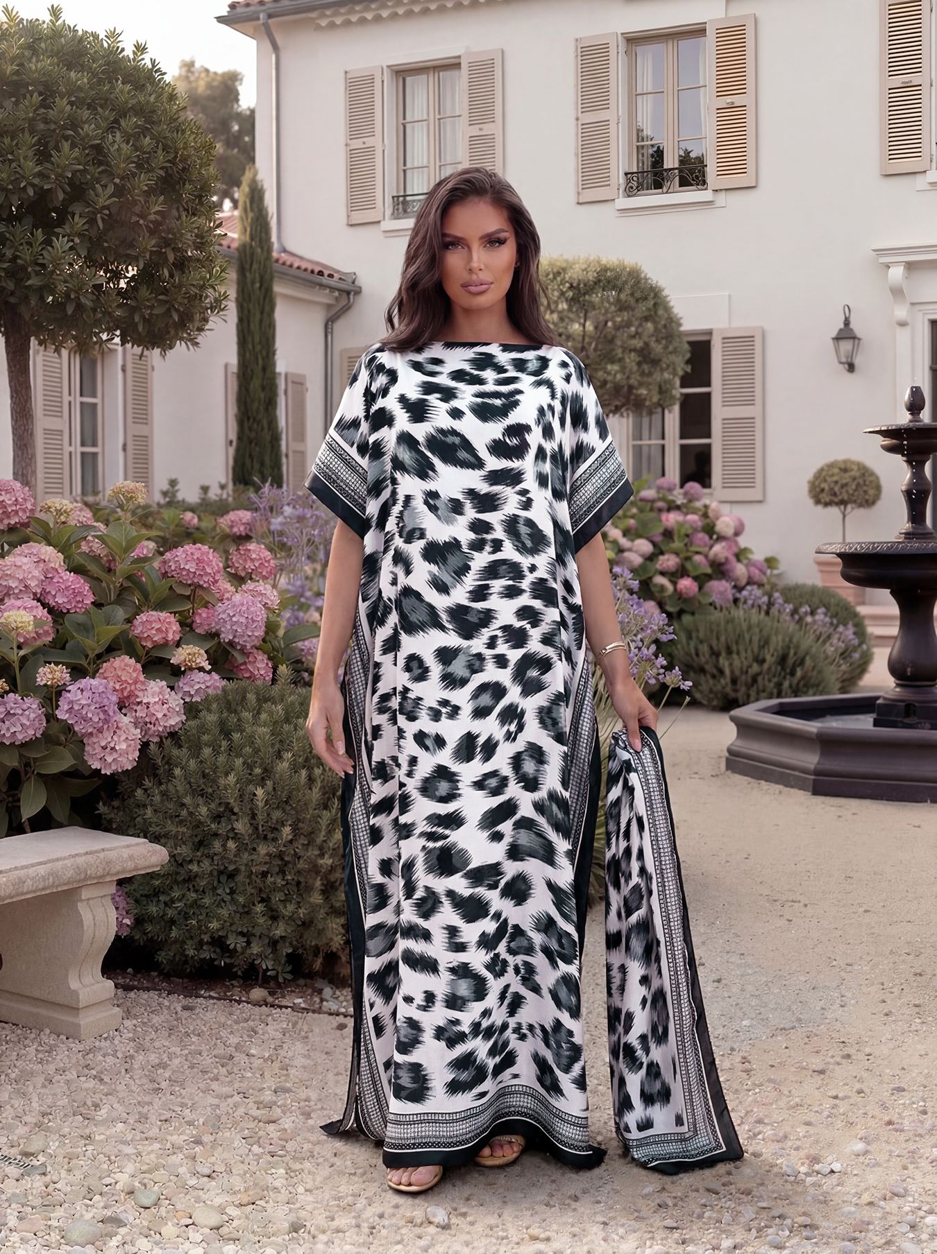 Leopard Print Ethnic Border Sa - Ethnic Fashion Wear 评论和价格