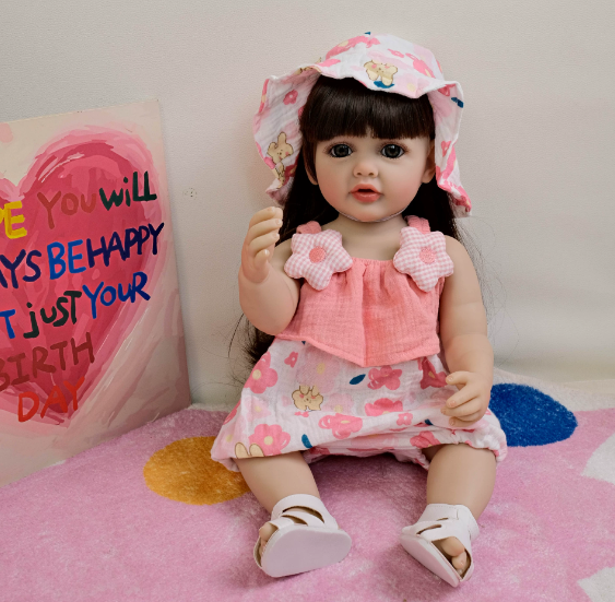 55 cm Long Hair Reborn Baby Gi - Kids Ethnic Fashion 评论和价格