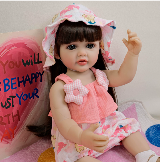 55 cm Long Hair Reborn Baby Gi - Kids Ethnic Fashion 评论和价格