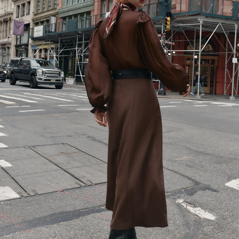 Elegant V-Neck Long Sleeve Mid - Ethnic Fashion Wear 评论和价格