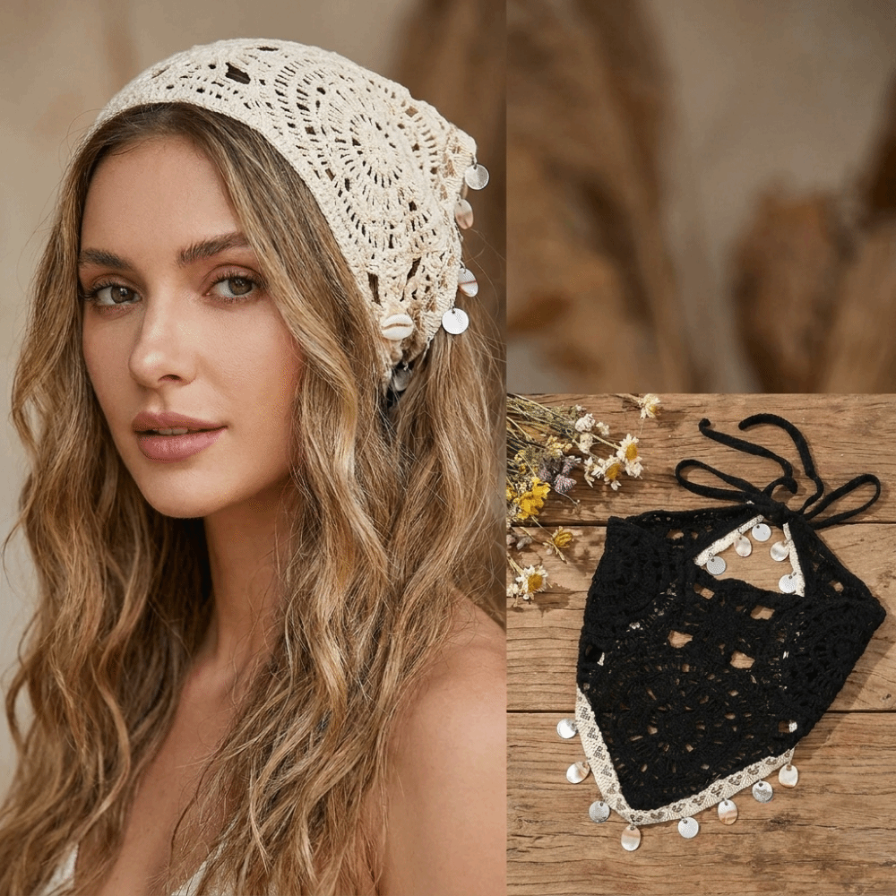 Seashell Tassel Triangle Scarf - Ethnic Fashion Wear 评论和价格