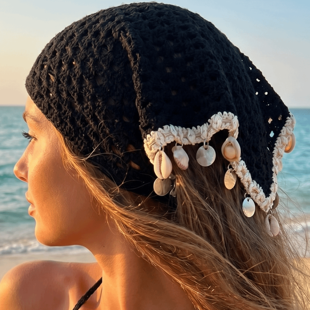 Seashell Tassel Triangle Scarf - Ethnic Fashion Wear 评论和价格