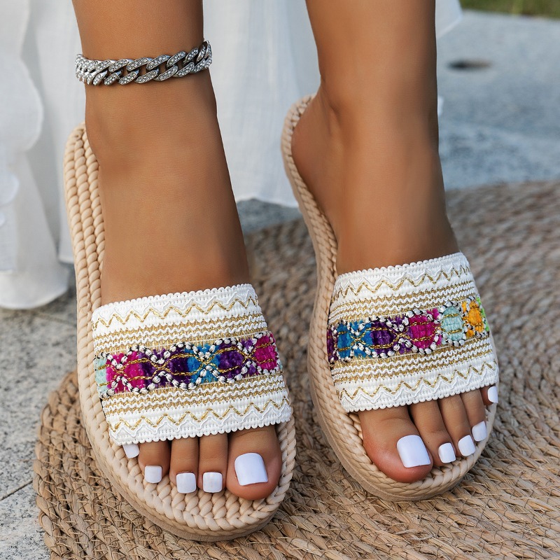 Women Slippers Outdoor Flat De - Ethnic Fashion Designers 评论和价格