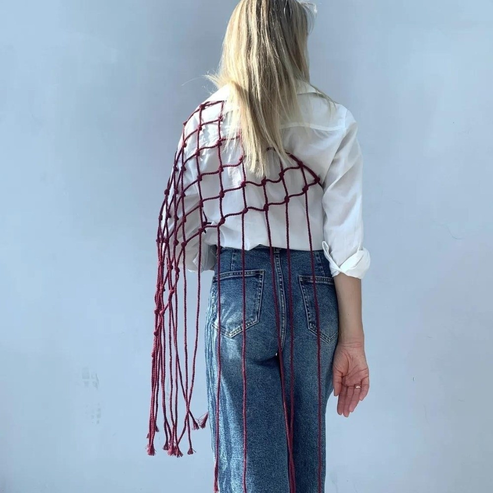 Bohemian Netted Fringe Scarf S - Ethnic Fashion Designers 评论和价格
