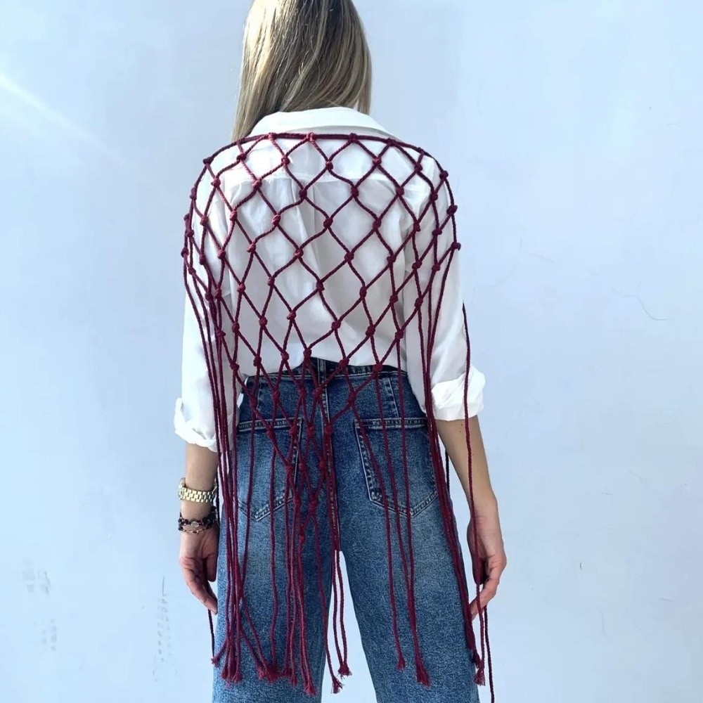Bohemian Netted Fringe Scarf S - Ethnic Fashion Designers 评论和价格